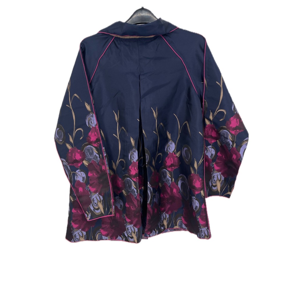 NWOT UBU Reversible Floral Rain Jacket Navy Blue Taupe Button Front PM N0921B - Picture 6 of 9
